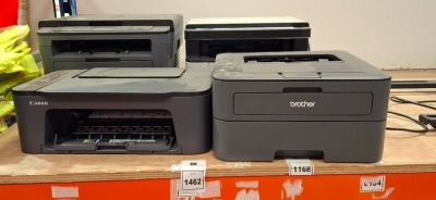 4 X PRINTER LOT CONTAINING 2 DCP PRINTERS / SCANNERS , 1 PIXMA PRINTER AND ONE BROTHER PRINTER