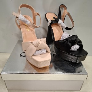 27 X BRAND NEW QUEEN LINA HIGH HEELS IN BLACK AND BIEGE IN SIZES 3 AND 6