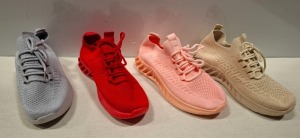 42 X BRAND NEW MIXED FOOTWEAR LOT TO INCLUDE ORANGE TRAINERS - RED TRAINERS - GREY TRAINERS - BIEGE TRAINERS - ERYNN BIEGE SHOES ETC ALL IN VARIOUS SIZES