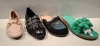 50 X BRAND NEW MIXED FOOTWEAR LOT TO INCLUDE MARQUIZ GREEN SHOES - JEEINI BLACK SHOES - ERYNN BIEGE SHOES - GREEN SLIDE ONS - PINK SLIDE ONS - RED PUMPS ETC ALL IN VARIOUS SIZES