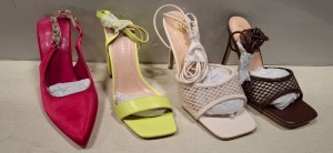 48 X BRAND NEW MIXED FOOTWEAR LOT TO INCLUDE IDEAL SHOES PINK HIGH HEELS - IDEAL SHOES GREEN HEELED SHOES - IDEAL SHOES BLUE HEALED SHOES - GIVANA WHITE HIGH HEELS - GIVANA BROWN HIGH HEELS ALL I VARIOUS SIZES