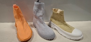 40 X BRAND NEW MIXED FOOTWEAR LOT TO INCLUDE WHITE TRAINERS - ORANGE TRAINERS - BIEGE TRAINERS - BROWN TRAINERS - BLUE TRAINERS - GOLD TRAINERS ETC ALL IN VARIOUS SIZES