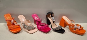 40 X BRAND NEW MIXED FOOTWEAR LOT TO INCLUDE CINK ME BLACK HEELED SHOES - CINK ME ORANGE HEELED SHOES - JOIA BIEGE HEELED SHOES - JOIA BLACK HEELED SHOES - JOIA PINK HEELED SHOES ETC ALL IN VARIOUS SIZES