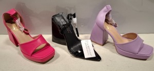 53 X BRAND NEW MIXED FOOTWEAR LOT TO INCLUDE 45X LA BOTTINE BLACK HEELED SHOES - CINK ME PURPLE HEELED SHOES - CINK ME PINK HEELED SHOES ETC ALL IN VARIOUS SIZES
