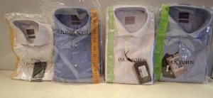 20 X BRAND NEW MIXED DAN JOHN SHIRT LOT TO INCLUDE PIQUET WHITE SHIRTS - OXFORD WHITE SHIRTS - OXFORD BLUE SHIRTS - ABBIGLIAMENTO WHITE SHIRTS ETC IN SIZES 39-42-45 ETC - RRP£39.99 PP