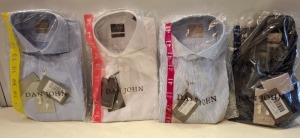 20 X BRAND NEW MIXED DAN JOHN SHIRT LOT TO INCLUDE CAMICIA BLUE SHIRTS - BLUE PIN STRIPE SHIRTS - BLUE SHIRTS - WHITE PIQUET SHIRTS ETC IN SIZES 38-39-42 ETC RRP £39.99