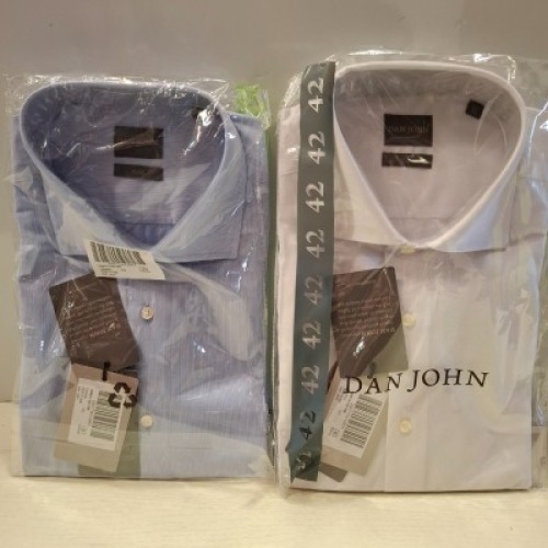 20 X BRAND NEW MIXED DAN JOHN SHIRT LOT TO INCLUDE CAMICIA BLUE SHIRTS -PIQUET WHITE SHIRTS - CAMICIA WHITE SHIRTS IN SIZES 38-40-45 ETC RRP&pound;39.99