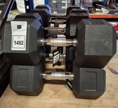 4 X BRAND NEW PAIRS OF LONSDALE DUMBBELL WEIGHTS IN SIZE 22.5 KG
