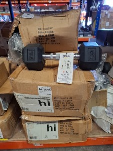 10 X BRAND NEW PAIRS OF EVERLAST DUMBBELL WEIGHTS IN SIZE 4.5 KG IN 5 BOXES (NOTE BOXES ARE ABIT DAMAGED)