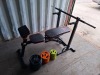 1 X MULTI-FUNCTION BENCH PRESS / DIPS RACK WITH BENCH AND WEIGHTS TO INCLUDE 7 X 5KG PLATES, 8 X 2.5KG PLATES, 8 X 1.25KG PLATES - 2