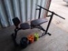 1 X MULTI-FUNCTION BENCH PRESS / DIPS RACK WITH BENCH AND WEIGHTS TO INCLUDE 7 X 5KG PLATES, 8 X 2.5KG PLATES, 8 X 1.25KG PLATES - 2