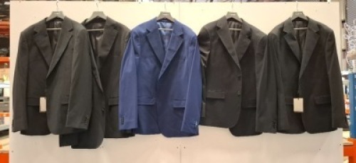 5 X BRAND NEW MIXED DAN JOHN SUIT BLAZER LOT TO INCLUDE 4X GIACCA BLACK BLAZER SIZE 46-50-56 - 1X GIACCA JERSEY STRETCH BLUE BLAZER SIZE 50 RRP-&pound;119.99 PP