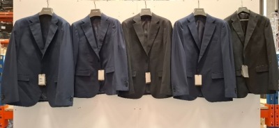 5 X BRAND NEW MIXED DAN JOHN SUIT BLAZER LOT TO INCLUDE 2X GIACCA COMP BLCK BLAZERS SIZE 46-48 - 3X GIACCA BLUE BLAZERS SIZES 44-50-58 RRP-£119.99 PP