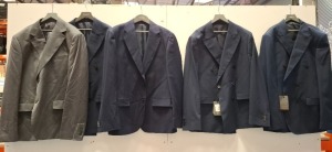 5 X BRAND NEW MIXED DAN JOHN SUIT BLAZER LOT TO INCLUDE 4X GIACCA BLUE BLAZERS SIZE 52-54-56 - 1X GIACCA GREY BLAZER SIZE 3XL RRP-£119.99