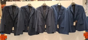5 X BRAND NEW MIXED DAN JOHN SUIT BLAZER LOT TO INCLUDE 5X GIACCA BLUE BLAZERS SIZE 48-50-58 ETC RRP-£119.99