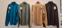 20 X BRAND NEW MIXED DAN JOHN TURTLE NECK (COLLO ALTO) JUMPERS IN VARIOUS COLOURS TO INCLUDE CAMEL - MARRONE - DARK GREY - GREY - TURQUOISE ETC IN VARIOUS SIZES RRP-&pound;39.99 PP