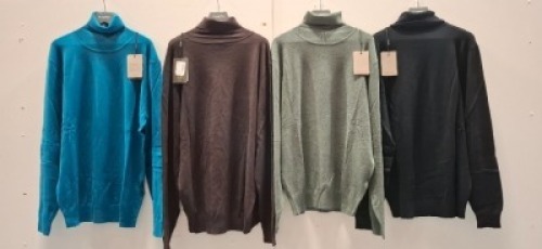 20 X BRAND NEW MIXED DAN JOHN TURTLE NECK (COLLO ALTO) JUMPERS IN VARIOUS COLOURS TO INCLUDE GREY -BLACK -TURQUOISE - MARRONE - CAMEL ETC IN VARIOUS SIZES RRP-&pound;39.99 PP