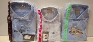 20 X BRAND NEW MIXED DAN JOHN SHIRT LOT TO INCLUDE OXFORD BLUE SHIRTS - BLUE STRIPE SHIRTS - IN SIZES 38-39-44 ETC RRP£39.99