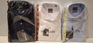 20 X BRAND NEW MIXED DAN JOHN SHIRT LOT TO INCLUDE OXFORDWHITE SHIRTS - OXFORD NAVY SHIRTS - CAMICIA BLUE SHIRTS IN SIZES 39-44-45 ETC RRP£39.99