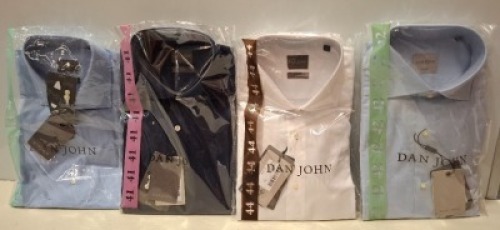 20 X BRAND NEW MIXED DAN JOHN SHIRT LOT TO INCLUDE OXFORD WHITE SHIRTS - OXFORD NAVY SHIRTS - CAMICIA BLUE SHIRTS IN SIZES 40-42-44 ETC RRP&pound;39.99