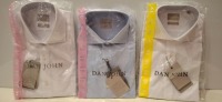 20 X BRAND NEW MIXED DAN JOHN SHIRT LOT TO INCLUDE PIQUET WHITE SHIRTS - CAMICIA WHITE SHIRTS - OXFORD WHITE SHIRTS - CAMICIA BLUE SHIRTS IN SIZES 39-40-41 ETC RRP&pound;39.99