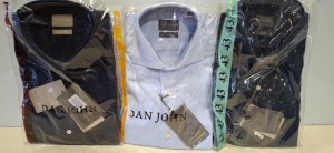 20 X BRAND NEW MIXED DAN JOHN SHIRT LOT TO INCLUDE CAMICIA BLUE SHIRTS - MACRO PIQUET NAVY SHIRTS - OXFORD NAVY SHIRTS ETC IN SIZES 38-39-43 ETC RRP-£39.99 PP