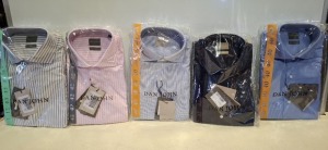20 X BRAND NEW MIXED DAN JOHN SHIRT LOT TO INCLUDE OXFORD NAVY SHIRTS - CAMICIA BLUE SHIRTS - DENIM CHAMBRAY SHIRTS IN SIZES 37-39-40-43 RRP-£39.99 PP