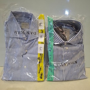 20 X BRAND NEW MIXED DAN JOHN SHIRT LOT TO INCLUDE RIGA BLUE STRIPE SHIRTS - CAMICIA BLUE SHIRTS - IN SIZES 40- 42- 45 ETC RRP-£39.99 PP