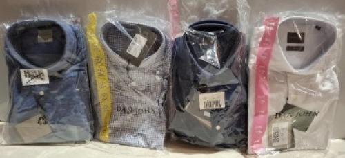 20 X BRAND NEW MIXED DAN JOHN SHIRT LOT TO INCLUDE OXFORD NAVY SHIRTS - CAMICIA BLUE SHIRTS - CAMICIA GREEN SHIRTS - CAMICIA WHITE SHIRTS ETC IN SIZES 40-41-44 ETC RRP-&pound;39.99 PP