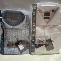 20 X BRAND NEW MIXED DAN JOHN SHIRT LOT TO INCLUDE PIQUET WHITE SHIRTS - PIQUET BLUE SHIRTS - CAMICIA FLANNEL CHECK SHIRTS ETC IN SIZES 39-42-43 ETC RRP-&pound;39.99 PP