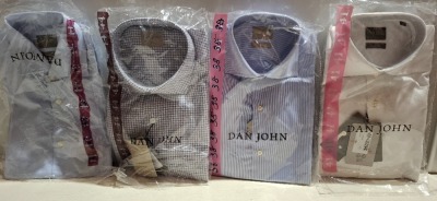 20 X BRAND NEW MIXED DAN JOHN SHIRT LOT TO INCLUDE PIQUET WHITE SHIRTS - CAMICIA WHITE SHIRTS - CAMICIA FLANNEL CHECK SHIRTS ETC IN SIZES 38-40-45 ETC RRP-£39.99 PP
