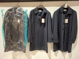 3 X BRAND NEW DAN JOHN CAPO SPALLA TRENCH COATS IN NAVY IN SIZES 46-48-52 - RRP£189.99 PP