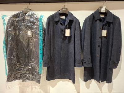 3 X BRAND NEW DAN JOHN CAPO SPALLA TRENCH COATS IN NAVY IN SIZES 46-48-52 - RRP£189.99 PP