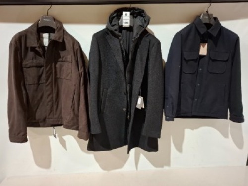 3 X BRAND NEW MIXED DAN JOHN COATS/JACKETS LOT TO INCLUDE1X COPPOTTO MONOPETTO BLACK JACKET SIZE 56 &pound;189.99 - TRAPUNTATA NAVY OVERSHIRT SIZE M &pound;129.00 - 1X GIUBOTTO ECOSUEDE BROWN JACKET SIZE 3XL - &pound;119.00