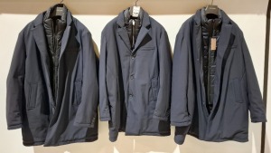 3 X BRAND NEW DAN JOHN CAPPOTTO TECNICO NAVY COATS IN SIZES 56-58-60 - £139.99 PP