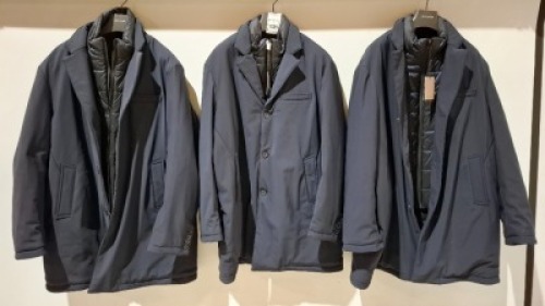 3 X BRAND NEW DAN JOHN CAPPOTTO TECNICO NAVY COATS IN SIZES 56-58-60 - &pound;139.99 PP