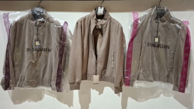 3 X BRAND NEW DAN JOHN TAUPE BOMBER ECO SUEDE JACKETS IN SIZES L-XL -3XL - £119.99 PP