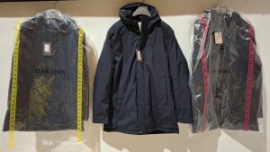 3 X BRAND NEW DAN JOHN CABAN TECHNICO NAVY HOODED JACKETS IN SIZES S- XL - £149.99 PP