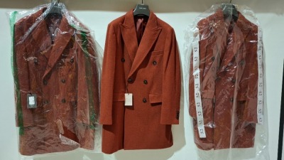 3 X BRAND NEW DAN JOHN CAPPOTTO DOPPIO RED JACKETS IN SIZES 52-54-56 - £149.99 PP