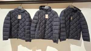 3 X BRAND NEW DAN JOHN PIUMINO TRAPUNTATA NAVY HOODED COATS IN SIZES S-,M - £99.99 PP