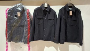 3 X BRAND NEW DAN JOHN TRAPUNTATA NAVY OVERSHIRTS IN SIZES L-XL -2XL - £129.99 PP