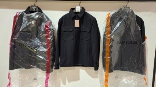 3 X BRAND NEW DAN JOHN TRAPUNTATA NAVY OVERSHIRTS IN SIZES L-XL-2XL - &pound;129.99 PP