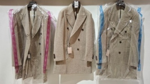 3 X BRAND NEW DAN JOHN CAPPOTTO DOPPIO BIEGE JACKETS IN SIZES 46-54 -58 - &pound;149.99 PP