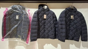 3 X BRAND NEW DAN JOHN PIUMINO TRAPUNTATO NAVY HOODED COATS IN SIZES L-XL - £99.99 PP