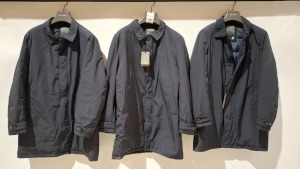 3 X BRAND NEW DAN JOHN TRAPUNTATO TRENCH COAT IN NAVY IN SIZES 50-54 - £179.99 PP