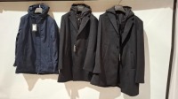 3 X BRAND NEW MIXED DAN JOHN CLOTHING LOT TO INCLUDE 1X CAPO SPALLA TRENCH COAT IN NAVY SIZE M - &pound;179.99 - 1X JERSEY OVERSHIRT IN NAVY SIZE 2XL - &pound;159.99 - 1X TECNICO TRENCH COAT IN NAVY SIZE XL - &pound;79.99