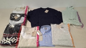 15 X BRAND NEW PIECE MIXED DAN JOHN CLOTHING LOT TO INCLUDE TURTLE NECK JUMPERS IN VARIOUS COLOURS AND STYLES - KNITTED JUMPOERS - CREW NECK JUMPERS ETC