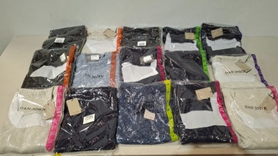 15 X BRAND NEW PIECE MIXED DAN JOHN CLOTHING LOT TO INCLUDE CREW NECK JUMPERS - TURTLE NECK JUMPERS IN VARIOUS COLOURS AND STYLES