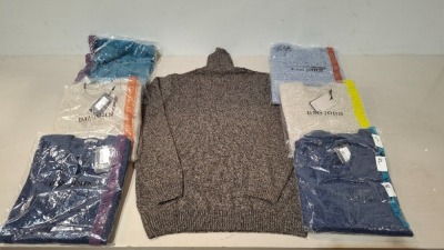 15 X BRAND NEW PIECE MIXED DAN JOHN CLOTHING LOT TO INCLUDE CREW NECK JUMPERS - TURTLE NECK JUMPERS IN VARIOUS COLOURS AND STYLES