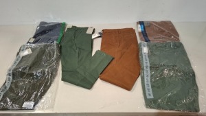 15 X BRAND NEW PIECE MIXED DAN JOHN CLOTHING LOT TO INCLUDE GARMENT WASHED CHINOS IN GREEN AND BROWN IN VARIOUS SIZES